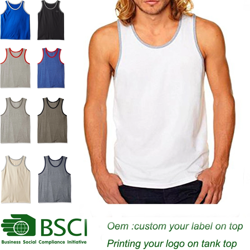 Sweat-Absorbent Breathable Scoop-Neck Hemmed Sports Fitness Casual Vest Custom Summer Bodybuilding Tanktop for Man