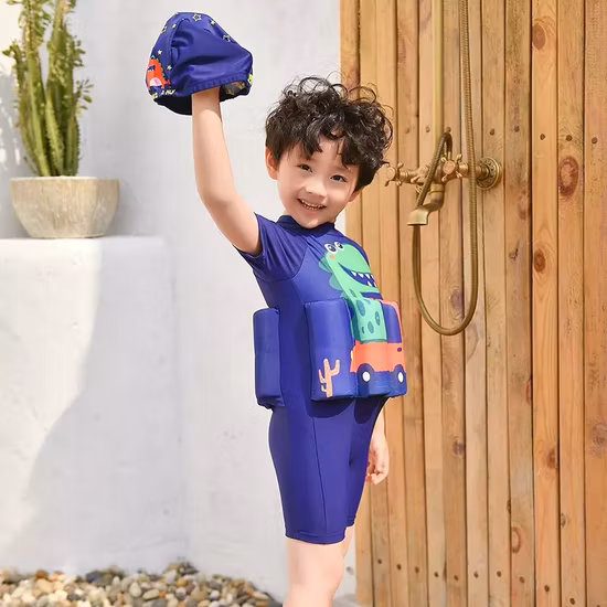 Kinder-Spandex-Badebekleidung, Jungen-Badeanzüge, einteilige Badebekleidung mit kurzen Ärmeln